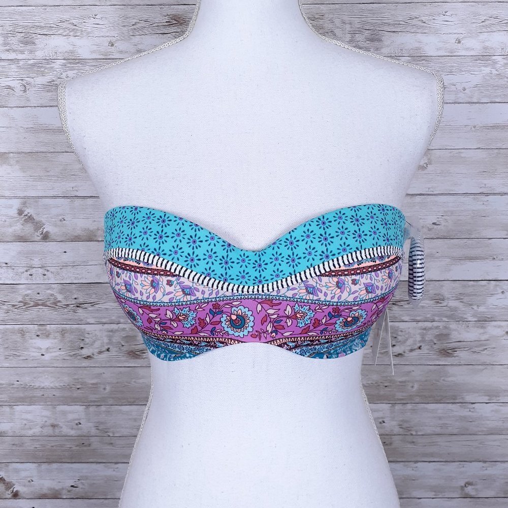Shade & Shore Bikini Top 32D Swim Suit Underwire Straps Inc 81